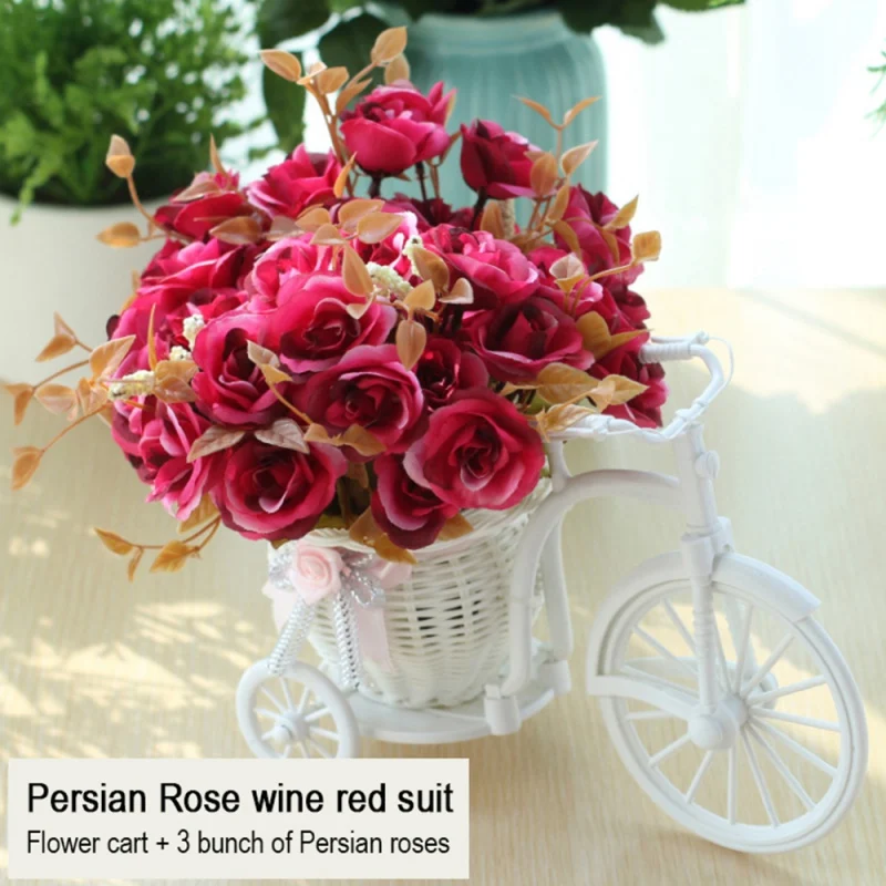 Искусственные цветы, роза, Ldyllic, товары для дома, искусственный цветок, автомобильный костюм, велосипедная вязаная Цветочная корзина, искусственный цветок, Декор
