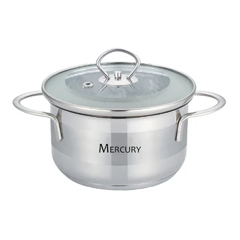 

High Quality S/S Mirror Polished Saucepan Induction Bottom with Tightly Attached Tempered Glass Lid