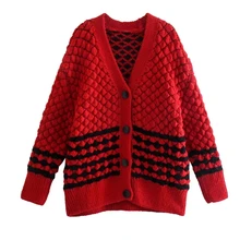 

Elmsk England Style High Winter Sweaters Women Street Striepd Vintage Oversize Single Breasted Knitted Cardigans Women Jacket