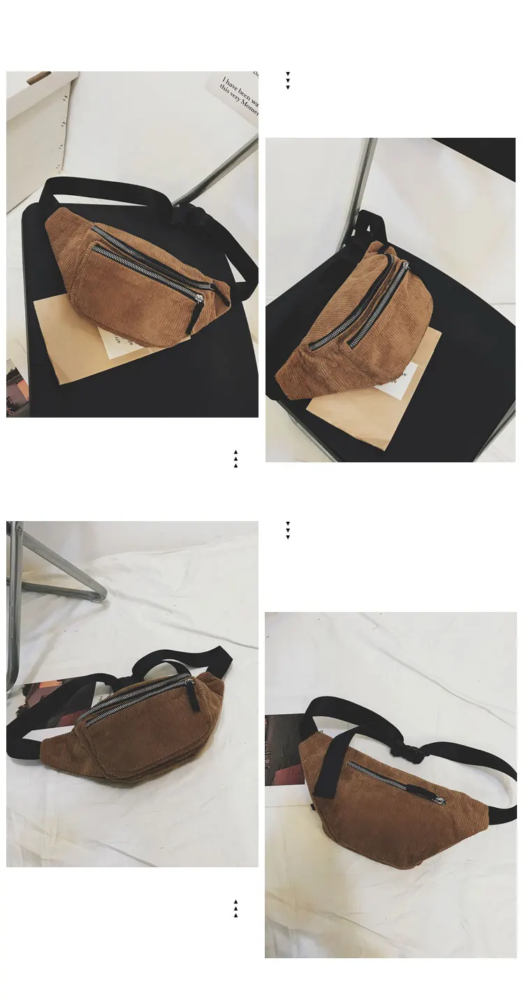 Женская Вельветовая поясная сумка, женская дизайнерская Брезентовая поясная сумка, модная коричневая сумка для денег, телефона, груди, банана, женский пояс, сумки для телефона