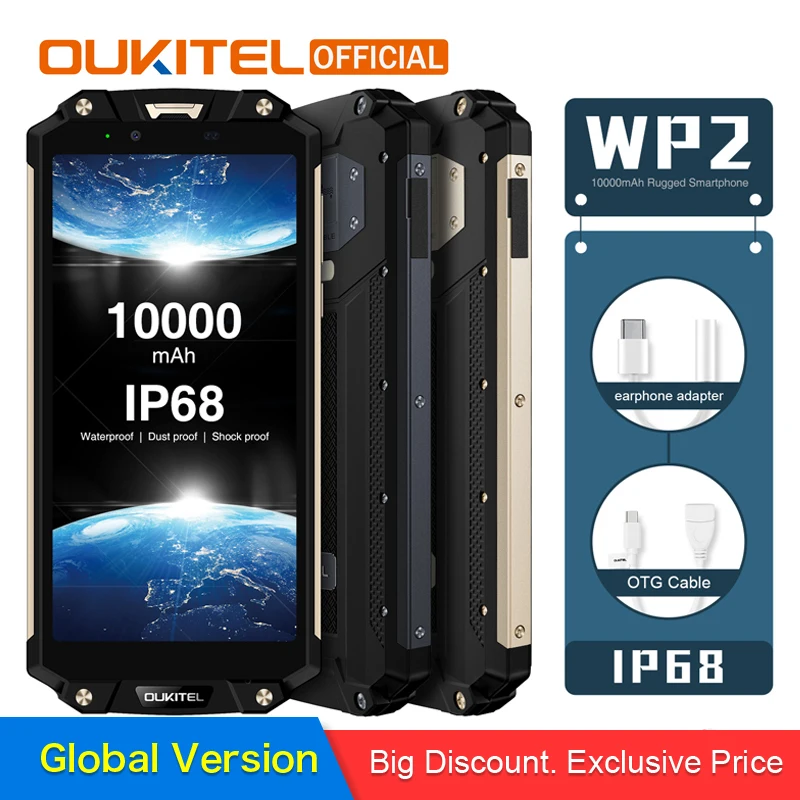 Oukitel WP2 смартфон с 5 дюймовым дисплеем восьмиядерным процессором MT6750T ОЗУ 4 Гб ПЗУ 64