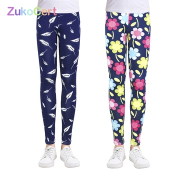 

2-Pack Girls leggings Floral Print Soft Polyester Elasticity Kids Pencil Pants Leggings for Girls 2-13Y Girl Skinny leggings