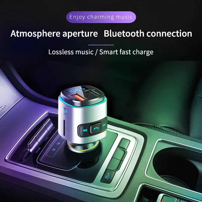 Jajabor Bluetooth автомобильный комплект громкой связи fm-передатчик Автомобильный MP3-плеер QC3.0 автомобильное зарядное устройство для телефона Поддержка TF карта Воспроизведение u-диска