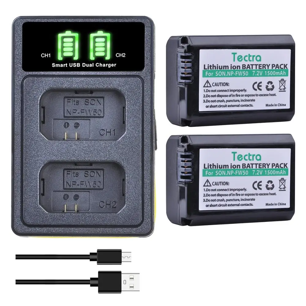 1500Mah Np-Fw50 Npfw50 Batteria + Caricatore Doppio Usb Led Per Sony Slt-A55 A33 A55 A37 A3000 A5000 A5100 A6000 A6300 A7S A7 A7S Ii
