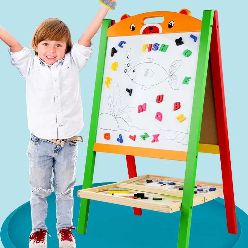 

Children Baby Drawing Board Double-Sided Magnetic Small Blackboard Adjustable Easel Braced Household Whiteboard Graffiti Writing