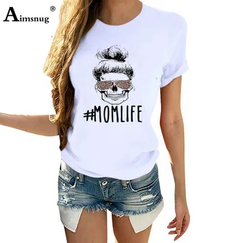 

Aimsnug 2020 Summer New Women's t-shirt Letter Printed Tops Casual O Neck Tshirts Retro Girls Leisure Cotton Shirts Tunic Femme