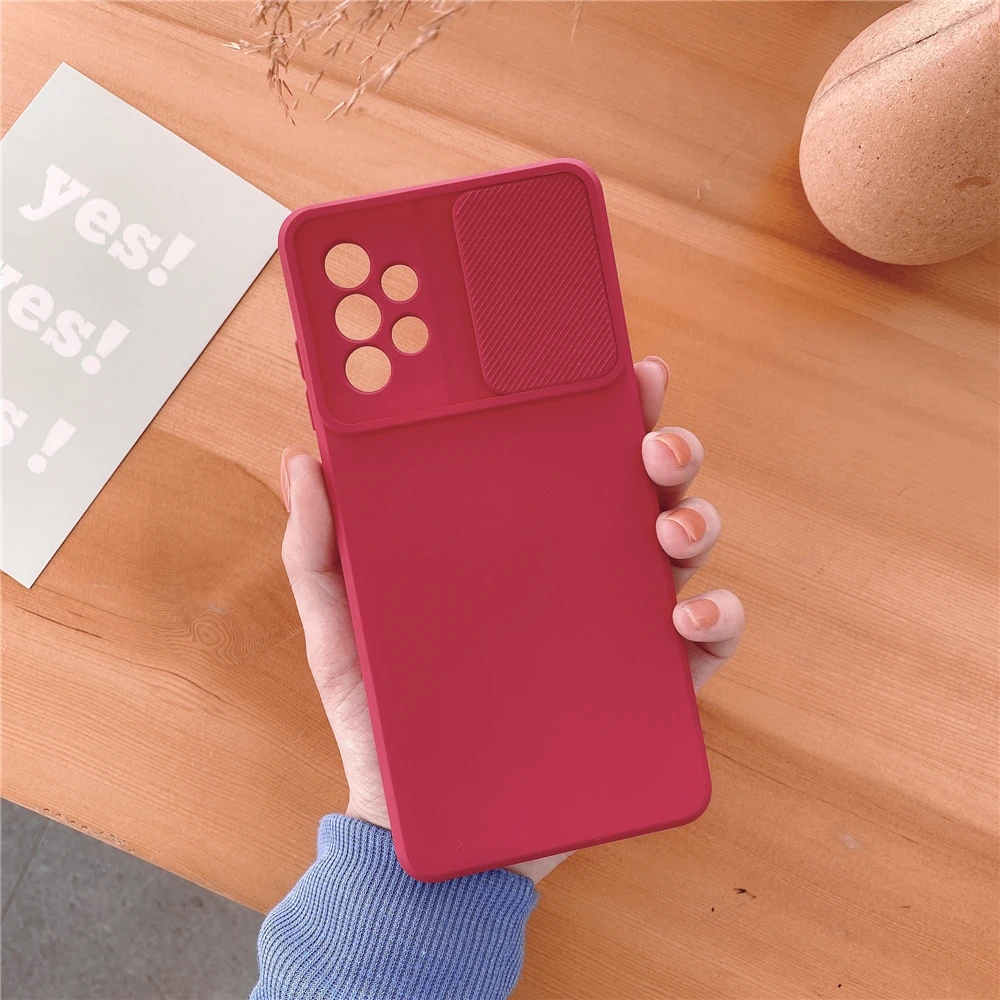 Slide Camera Protector Soft Silicone Case For Samsung S22 Ultra S21 Plus S20FE A53 A33 A22 A72 A52 A32 A12 A51 A71 A03S A21S A50 kawaii phone cases samsung Cases For Samsung