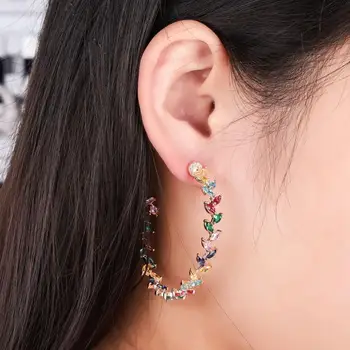 

European and American designers high jewelry earrings colored cubic zirconia temperament elegant niche party women's ban