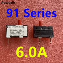 2 pces 91 séries 6.0a 6a 125v/250vac 50vdc kuoyuh protetor de sobrecorrente interruptor de proteção do fusível de curto circuito interruptor de sobrecarga