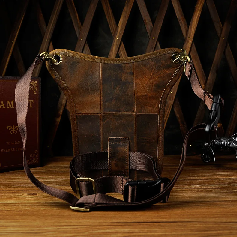 Мотоциклетная сумка на бедро Crazy Horse из натуральной кожи поясная сумка 884 кожаная сумка в стиле стимпанк