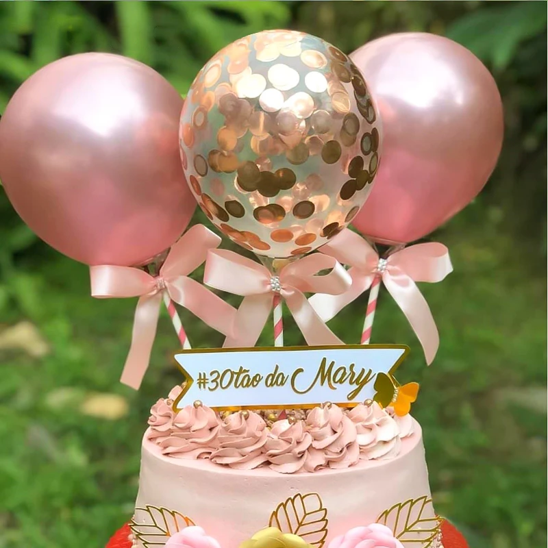 pink and rose gold baby shower cake