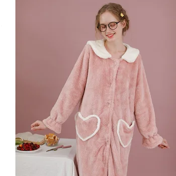 

Robe Satin 2020 New Lively and Cute Round Eyes Smiley Face Robe Small Ears Warm Home Wear Night Gown Robe De Chambre Femme