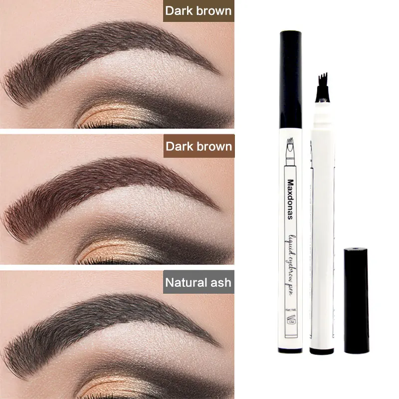 Good Chance for  3 Colors Eyebrow Tattoo Pen Long-lasting Waterproof Easy Dyeing 4-forks Eyebrow Pencil Eye Makeup T