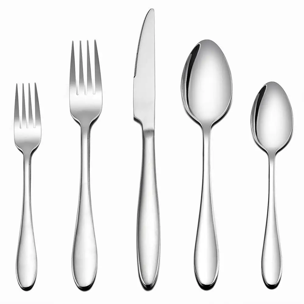 Silver Stainless Steel Cutlery Set Solid Color Steak Knife Dinner Knife Restaurant Flatware Dinnerware Set Cubiertos Talheres