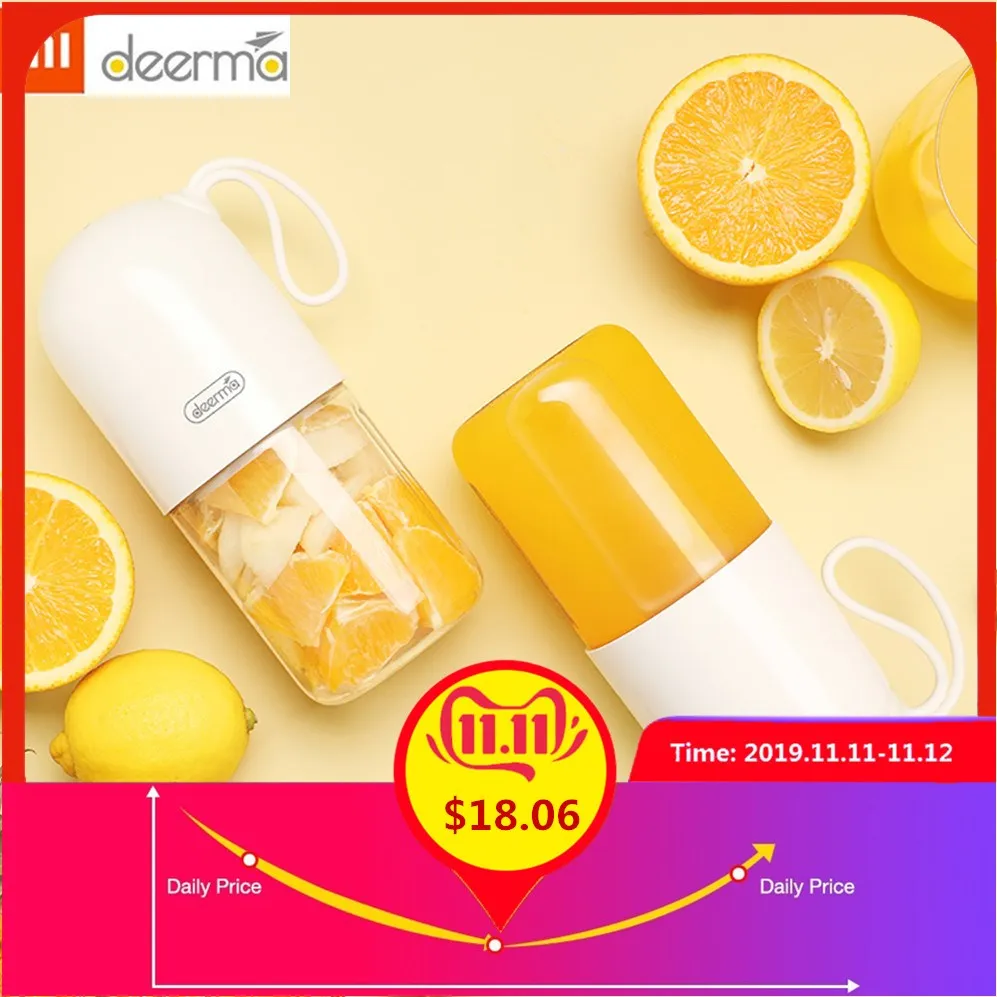 Billig Xiaomi Deerma 300ml Elektrische Entsafter Mixer Mehrzweck Wireless Mini USB Rechargable Tragbare Saft Tasse Cut Mixer für Reise