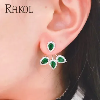 

RAKOL New Fashion Beautiful Water Drop Shape Cubic Zircon Lovely Wedding Stud Earrings For Women Party Dress Jewelry RE522965