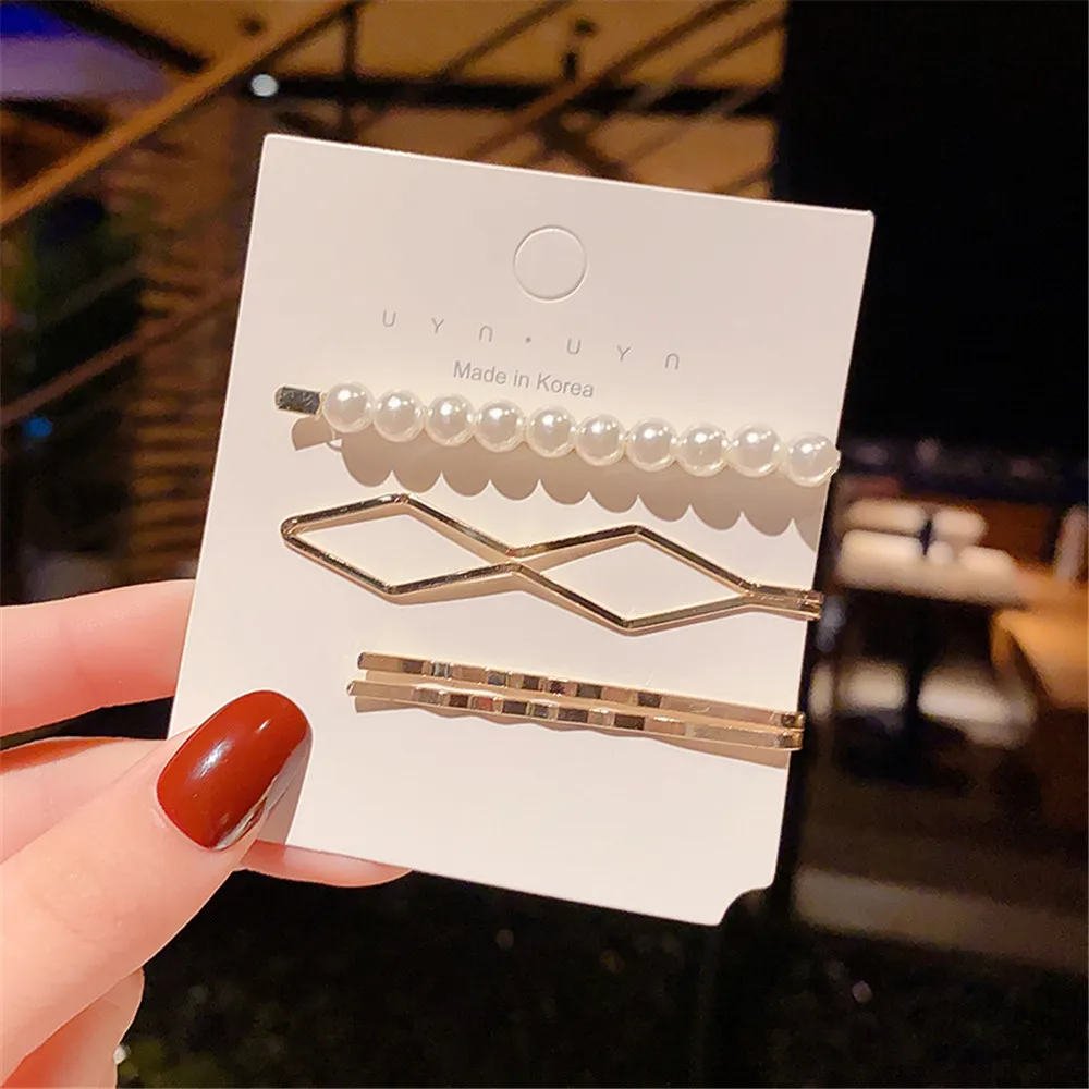 vintage hair clips 1 Set Korea Simple Metal Hair Clips for Women Geometric Rhombus Gold Silver woman Hairpins Hair Accessories Barrettes Clips Women's Hair Accessories