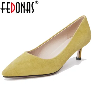 

FEDONAS Spring Autumn Pumps Women Party Basic Shoes Woman Pointed Toe High Heels Concise Shoes Women Brand Color Shallow Pumps