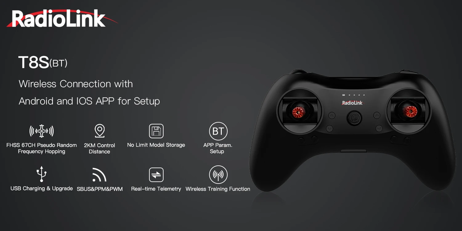 Radiolink T8S, RadioLink T8S(BT) Wireless Connection with Android and IOS APP for Set