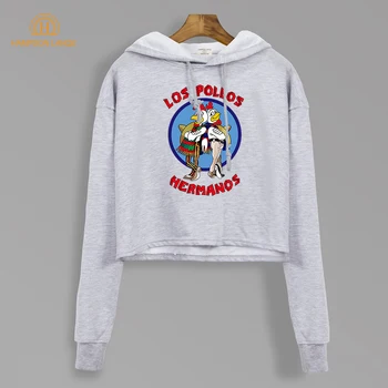 

TV Show Breaking Bad Los Pollos Hermanos Crop Hoodies Sweatshirts Women Autumn Casual 2020 Chicken Brothers Women's Short Hoodie