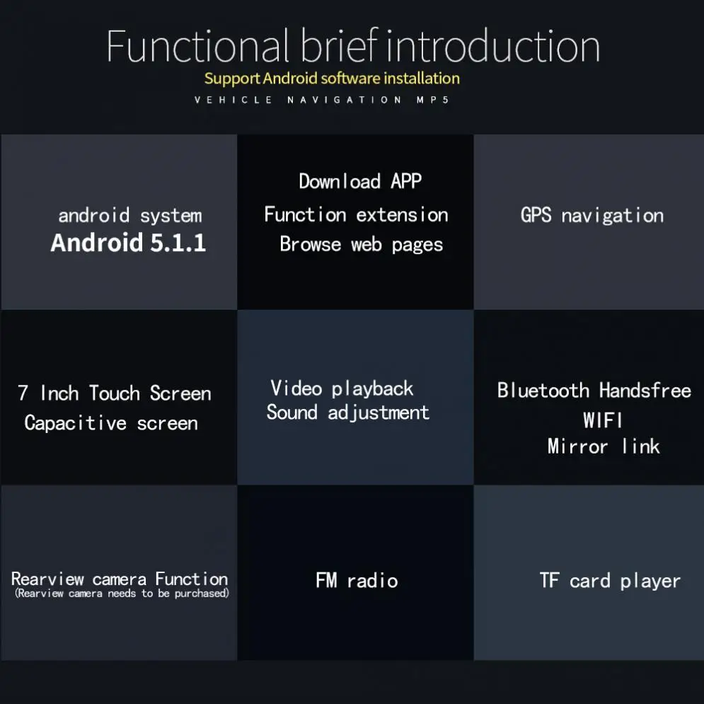 7 дюймов 2 Din Bluetooth Android 5,1 rom 16G ram 1G HD стерео MP5 плеер Поддержка gps/WiFi/камера заднего вида Новинка