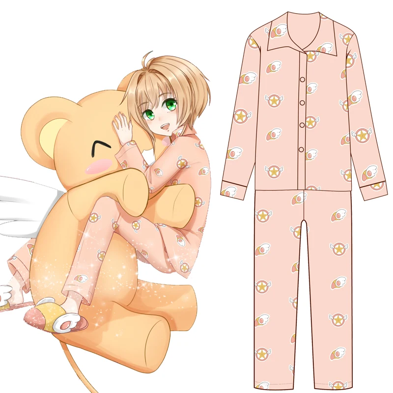

Card Captor Cardcaptor Sakura Clear Card Cosplay Sakura Kinomoto Sleepwear Pajamas School Uniform Sailor Suit Costume