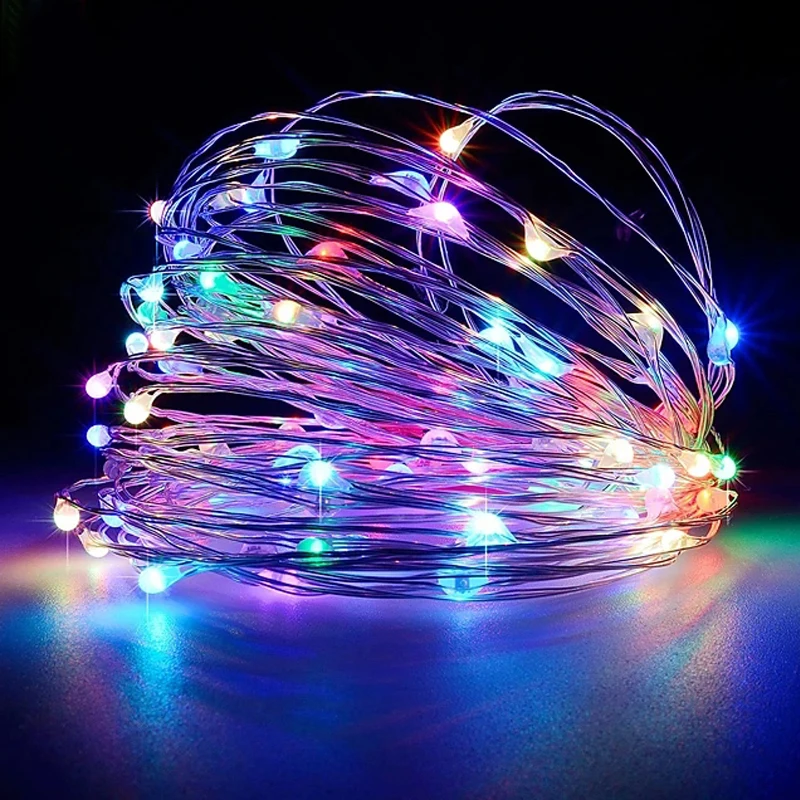 

10M 100LEDs Silver Wire LED String Lights Battery Powered Fairy Lights Waterproof Christmas New Year Wedding Party Decoration