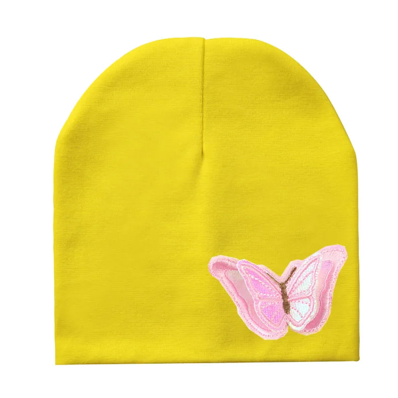 New Baby boy girl hat color butterfly cloth sticker Toddler Infant Beanie Hat Spring Autumn Winter Children's Hats kids beanies