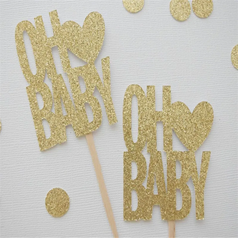 О Капкейк с надписью Baby топперы Shower блестящие кексы Toppers пользовательские Oh Decor. |