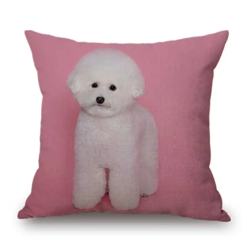 2 Bichon Frise, хлопковый льняной чехол для подушки, дивана, поясная наволочка, домашний декор - Цвет: 2