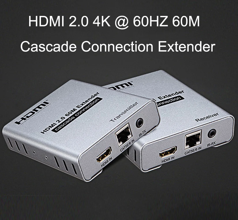 HDMI 2,0 удлинитель 60 м каскадное соединение 4 к 60 Гц через Cat5E/6 CAT6 RJ45 Ethernet кабель 1080P 120 м передатчик приемник конвертер