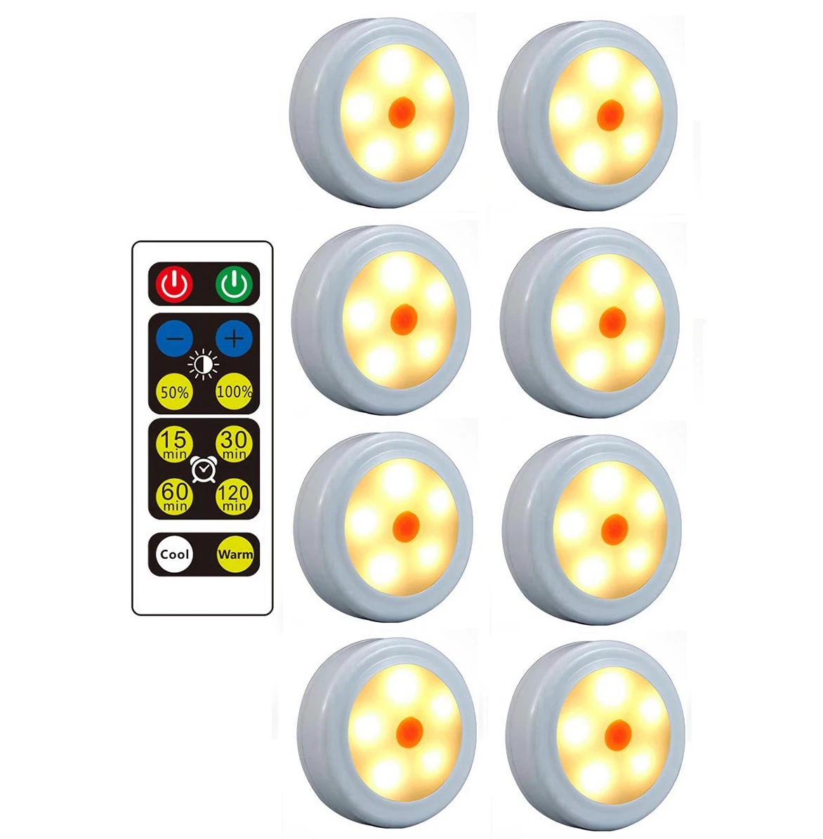 1 controller 8 Lamp Теплый белый+ белый светодиодный светильник под шкаф с регулируемой яркостью и синхронизацией светодиодный шкаф фары ночные огни для кухни спальни лестница в прихожей - Цвет: 1 controller 8 Lamp