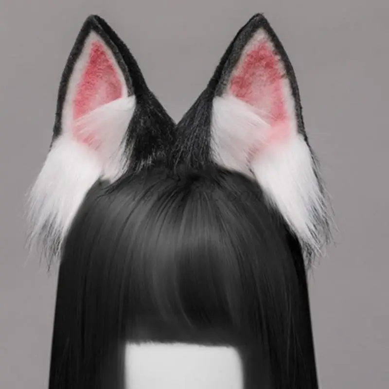 Girls Plush Animal Dog Ears Hair Hoop Lolita Lovely Handmade Party Headdress Anime Cosplay Party Kawaii Accessories anime hair accessories