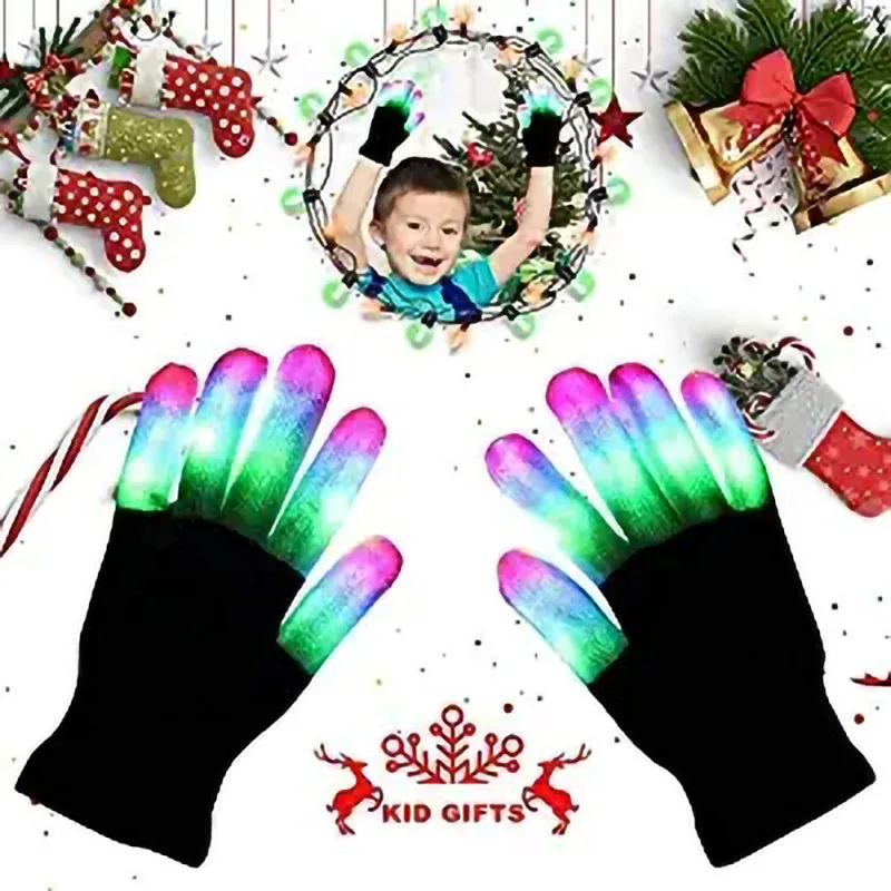 1 пара детский светодиодный светильник на палец перчатки удивительные красочные светящиеся мигающие новые игрушки для детей Хэллоуин Рождественский подарок