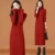 red sweater High-necked Long Sweater Women's Thick Autumn Winter Loose Outwear Twist Base Dresses Knitted Dress Women Turtle Neck Pullover christmas sweaters Sweaters