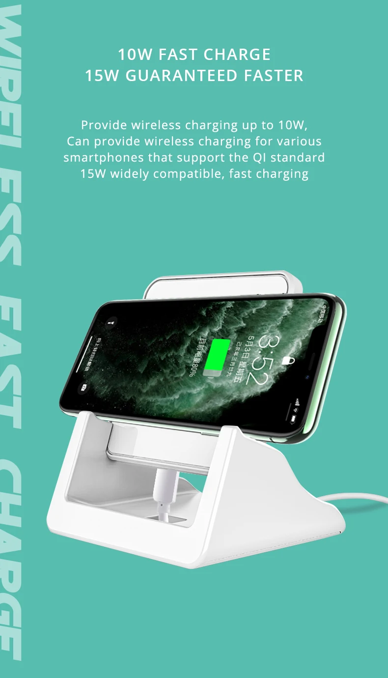Bonola 10W Qi Wireless Charger RIntelligent Recognition Fast Wireless Charging Stand Pad for XiaomiHuaweiSamsungiPhone Holder (12)