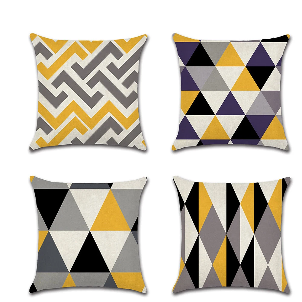 

45cm*45cm Creativity Geometric Patterns Design Triangle Linen Throw Pillow Covers Couch Cushion Cover Home Decor Pillow