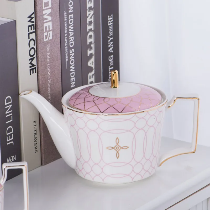 pink big pot Европейский Домашний набор кофейных напитков для ресторана, керамический послеобеденный чай, молочный чай, чайный горшок, чашка, блюдце, сахарный молочный горшок, чайная кружка, кофейные кружки - Цвет: pink big pot