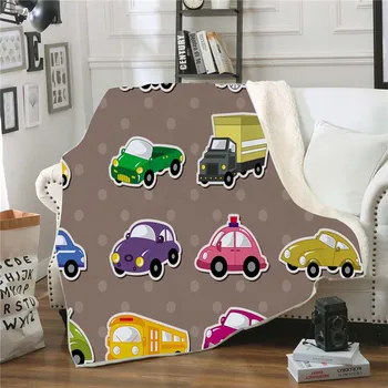 

Cartoon Car 3D Printed Sherpa Blanket Couch Quilt Cover Travel Bedding Outlet Plush Throw Fleece Blanket Bedspread CR4