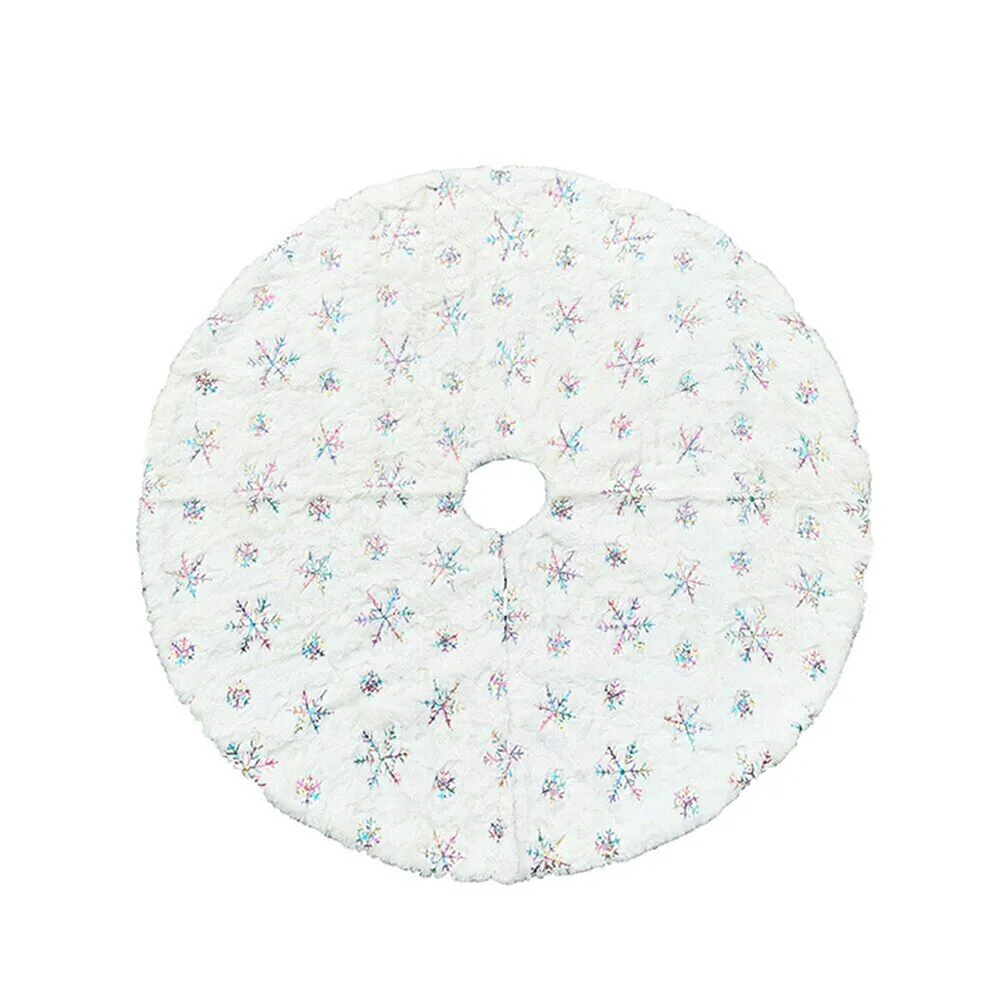 

Christmas Tree Skirts Round Snowflake Embroidery Xmas Tree Skirt Cover Decor FP8