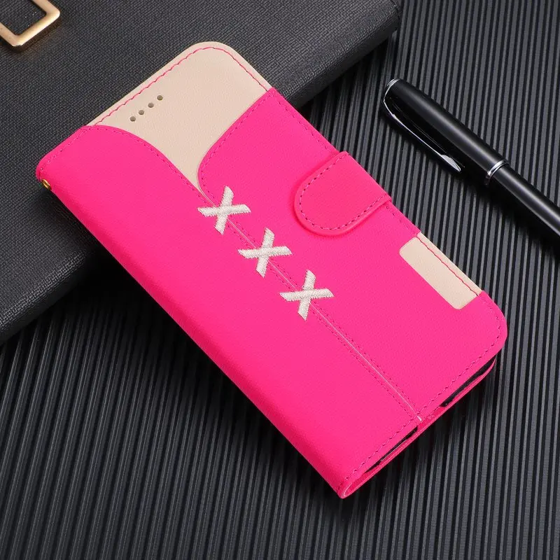 Чехол бумажник c застежкой для samsung Galaxy Note 9 10 S8 S9 S10 S10e J3 J5 J7 J4 J6 плюс M2 A20 A30 A40 A70 A50 чехол - Цвет: Rose Red