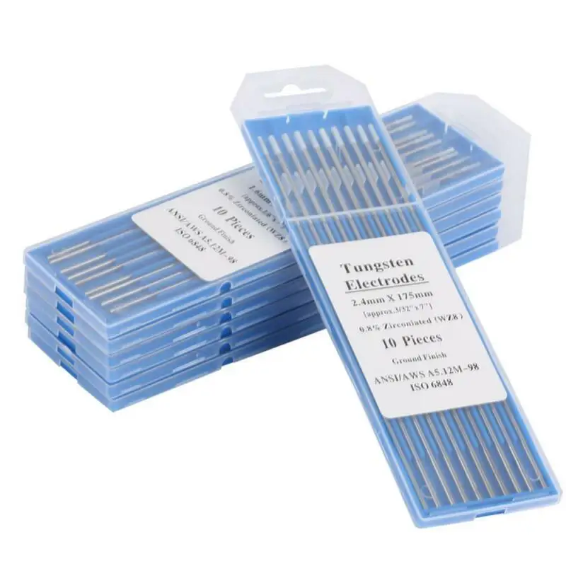 

10pcs/set AC Tig Welding Zirconiated Tungsten Electrodes WZ8 White Tip 1 1.6 2.4 3.2 Zirconiated Tungsten Electrodes new