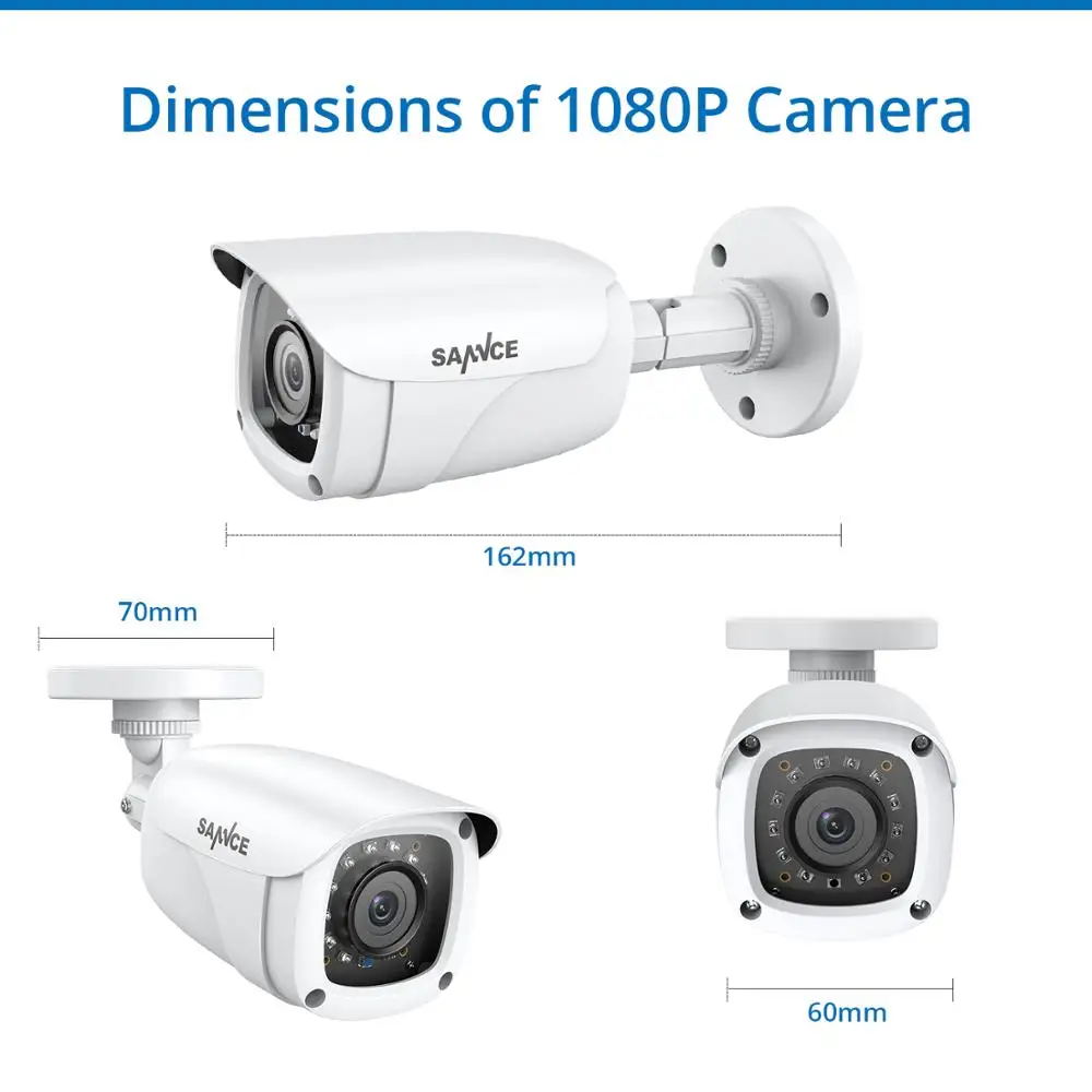 SANNCE 8CH 1080P DVR 1080P CCTV система 4 шт 1080P 2.0MP камеры безопасности ИК Открытый IP66 комплект видеонаблюдения Обнаружение движения