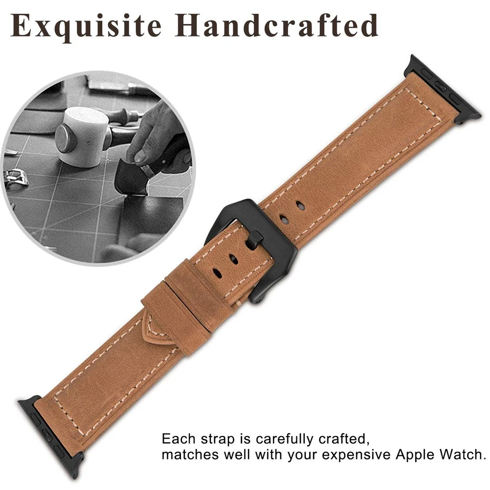 Ремешок для apple watch series 5 40 мм 44 сменный Браслет из натуральной кожи iwatch 4 3 2 1 38 42