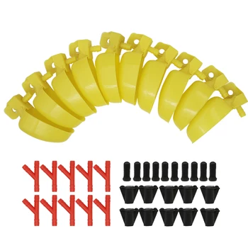 

10/20 Pcs Automatic Birds Quail Water Bowl Pigeon Drinking Feeding Bowl Cage Accessory Yellow Drinking Automatic Drink Bowls