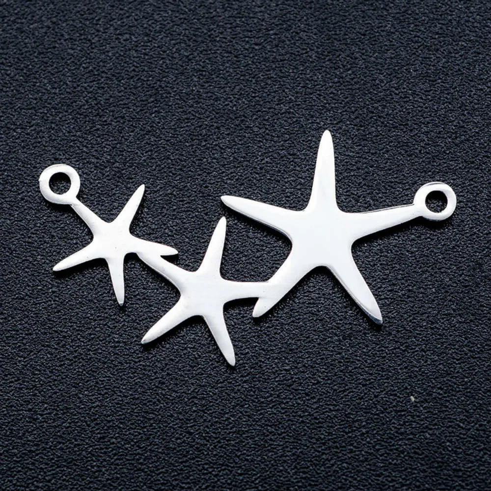 

Christmas Charms Stainless Steel Double Hole Starfish Pendant Female DIY Jewelry Link Accessories Stars Stainless Steel Jewelry
