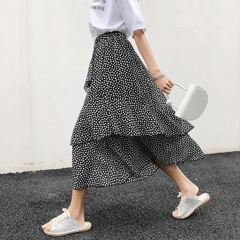 

MRMT 2019 Brand New Women' Half-body Skirt Leisure Wave for Female Irregular Half-body Calf Skirt