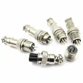 

1set GX12 2/3/4/5/6/7 Pin Male + Female 12mm Circular Aviation Socket Plug Wire Panel Connector with Plastic Cap Lid