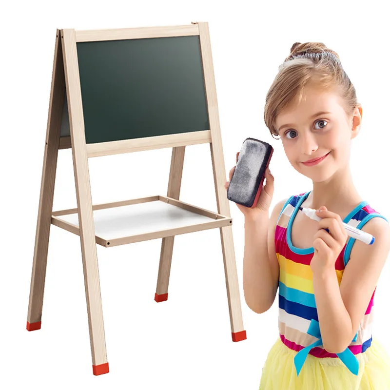 

Wooden CHILDREN'S Drawing Board Magnetic Double-Sided hui hua jia Solid Wood Braced Foldable Drawing Board