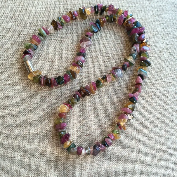 

Accessories Tourmaline Necklace Bracelets Gravel Sweater Chain Lucky Lucky Vanves Colorful Crystal Women's Natural-Style